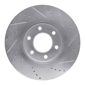 Infiniti QX56 Brake Rotor (1) - Front Left - R1 Concepts - Drilled & Slotted - Silver - `07-`24